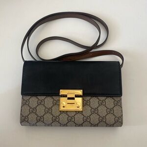 Gucci GG Supreme GG Supreme Monogram Calfskin Mini Padlock Shoulder Bag Beige